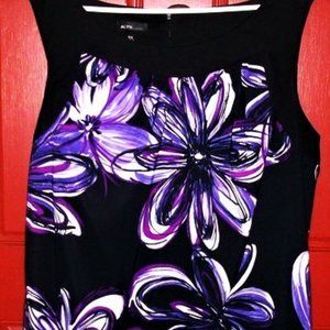 Alyx Woman Shift Dress Black Purple Floral Print